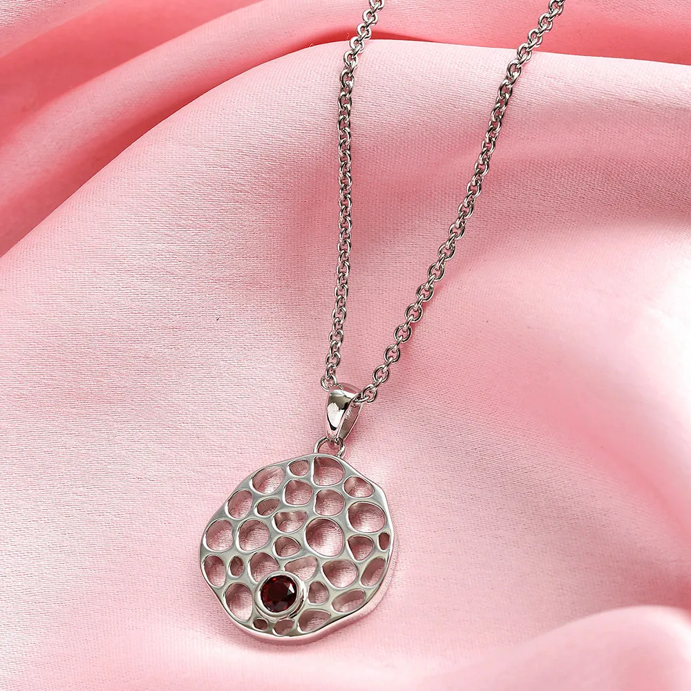 Lattice Disc Birthstone Pendant with FREE Chain