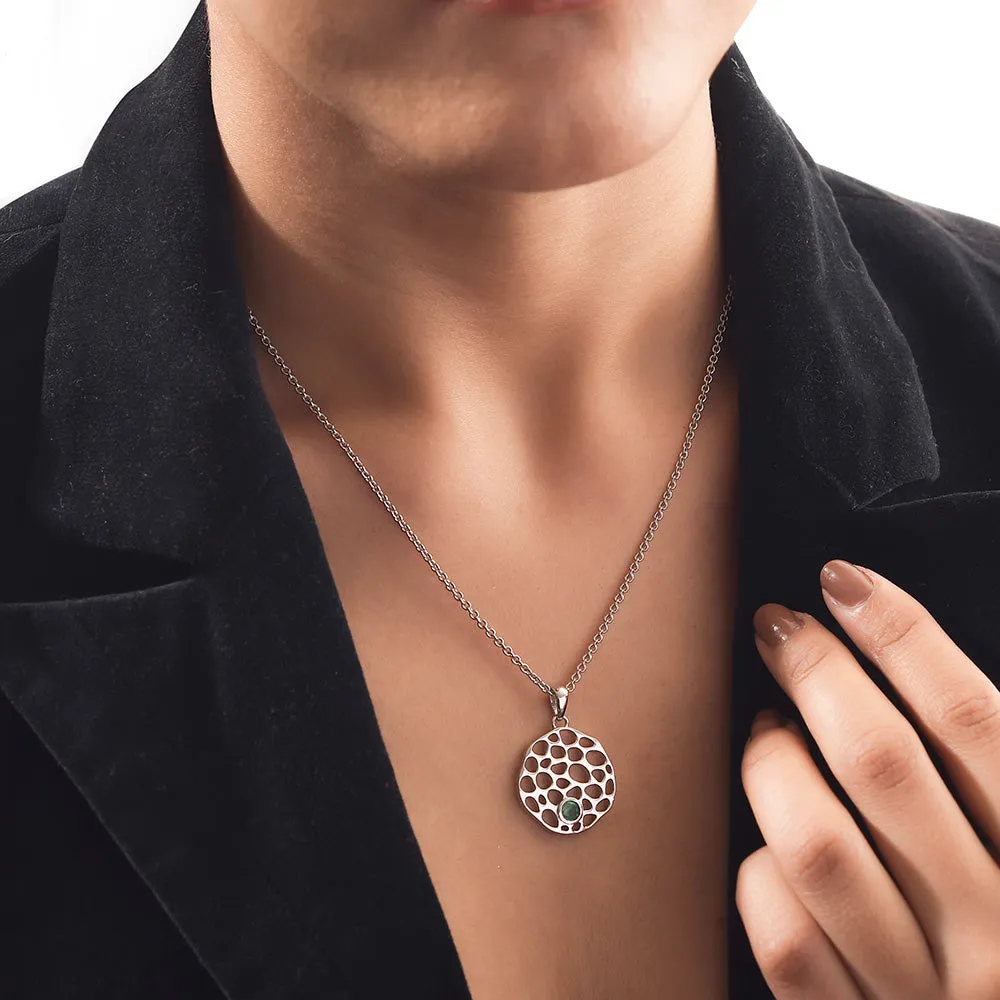 Lattice Disc Birthstone Pendant with FREE Chain