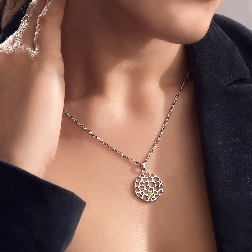 Lattice Disc Birthstone Pendant with FREE Chain
