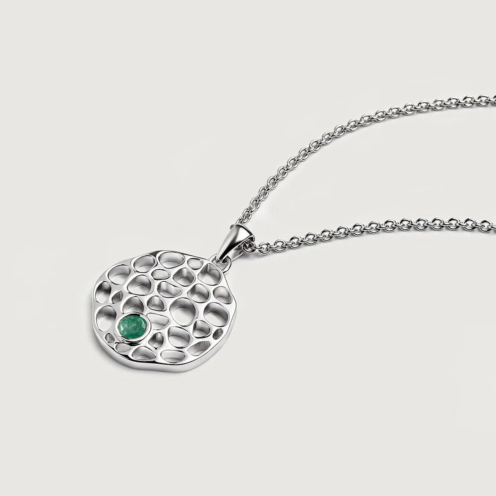 Lattice Disc Birthstone Pendant with FREE Chain