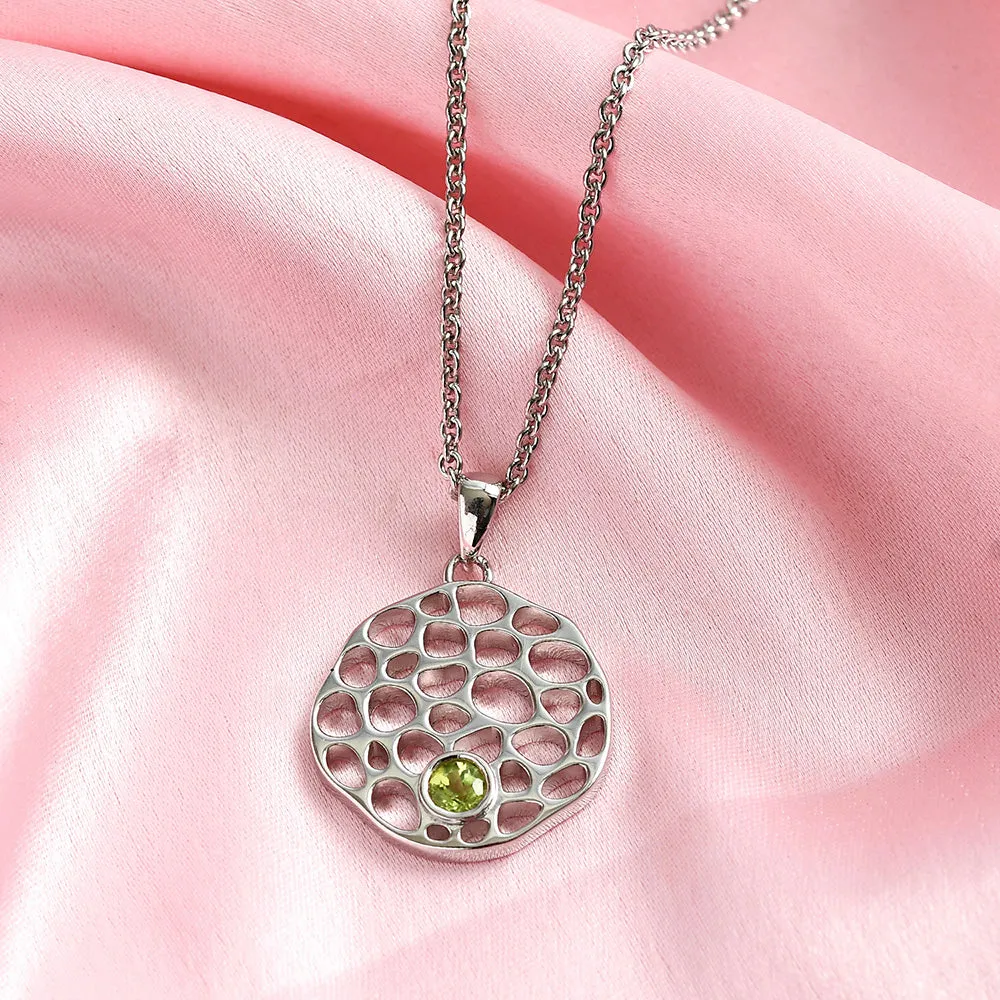 Lattice Disc Birthstone Pendant with FREE Chain