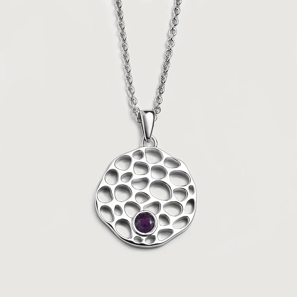 Lattice Disc Birthstone Pendant with FREE Chain