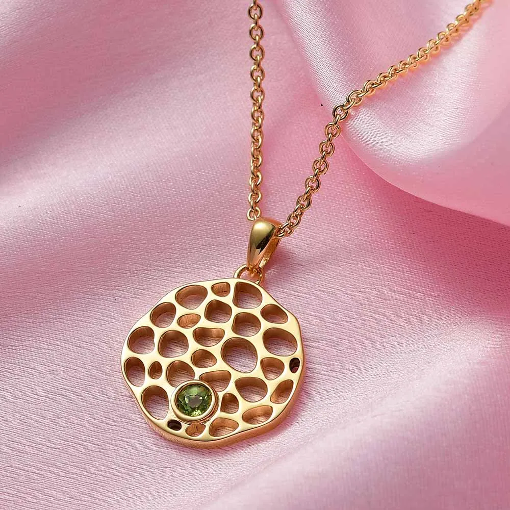 Lattice Disc Birthstone Pendant with FREE Chain