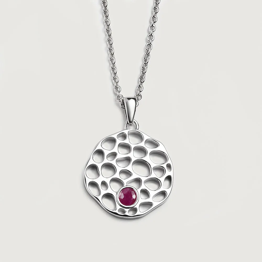 Lattice Disc Birthstone Pendant with FREE Chain