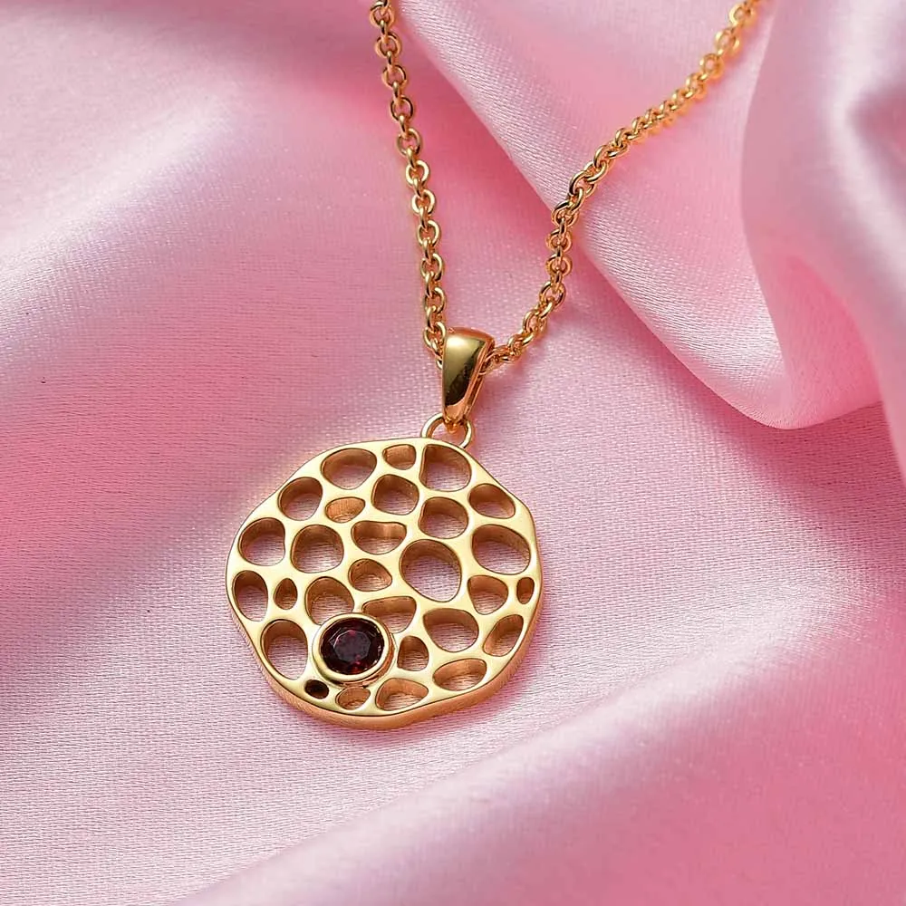 Lattice Disc Birthstone Pendant with FREE Chain