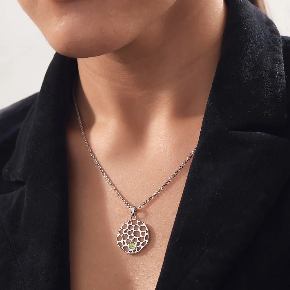 Lattice Disc Birthstone Pendant with FREE Chain