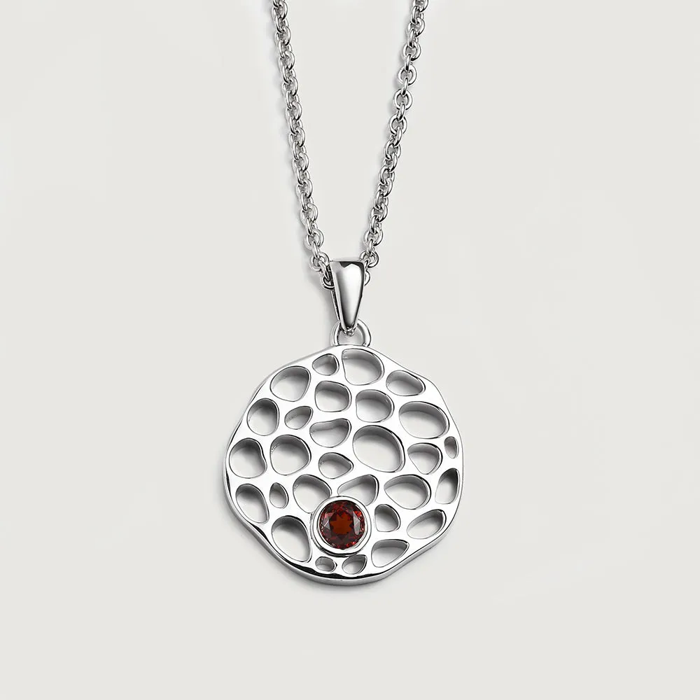 Lattice Disc Birthstone Pendant with FREE Chain