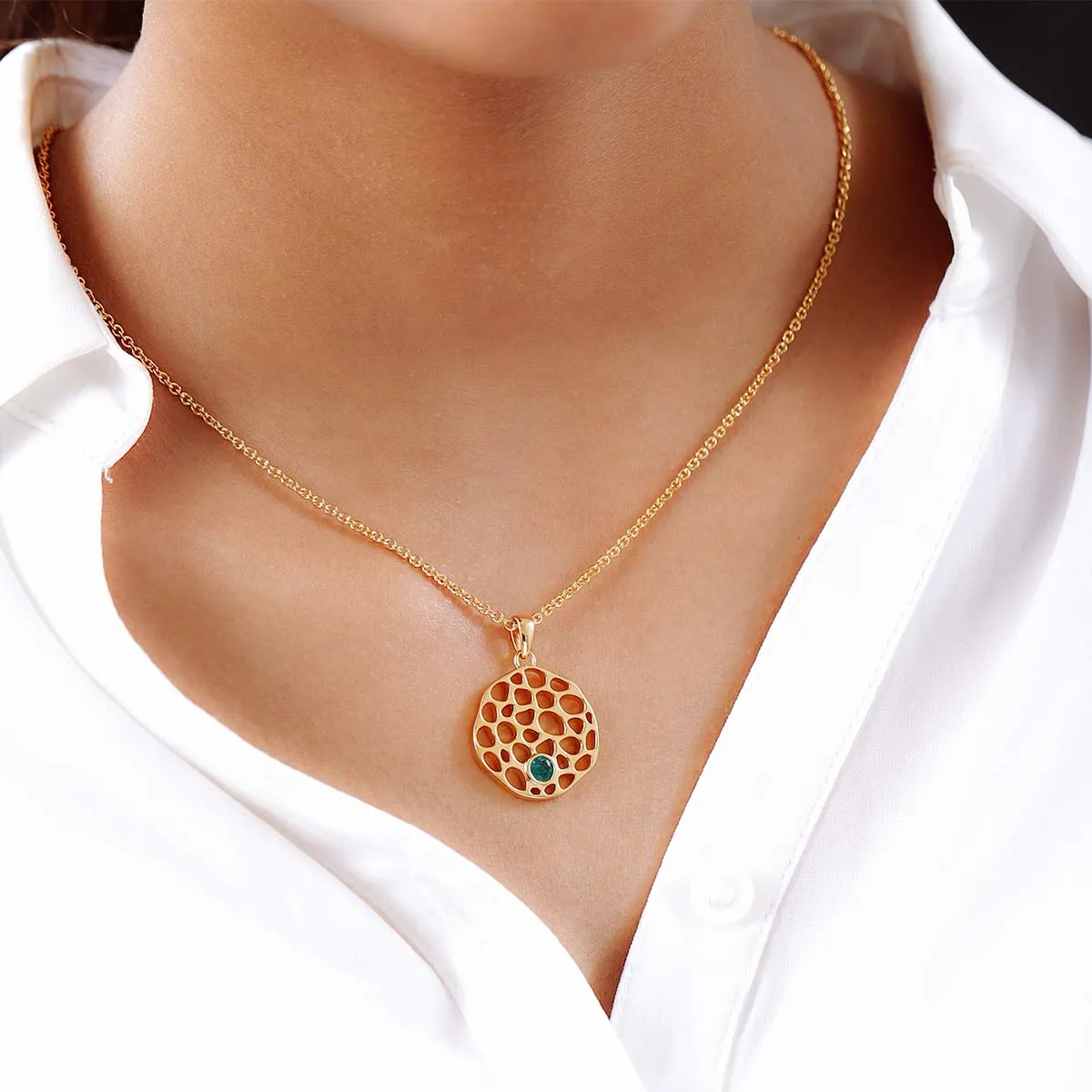 Lattice Disc Birthstone Pendant with FREE Chain