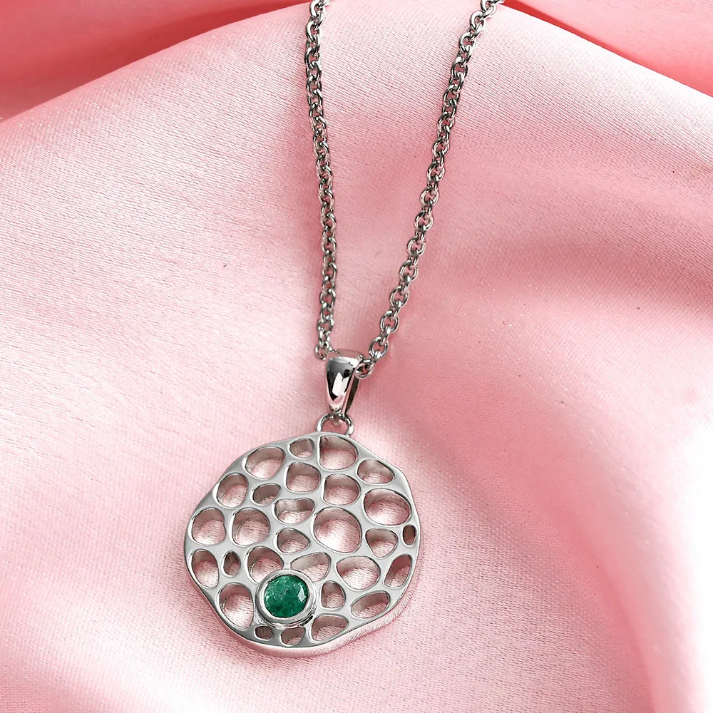 Lattice Disc Birthstone Pendant with FREE Chain