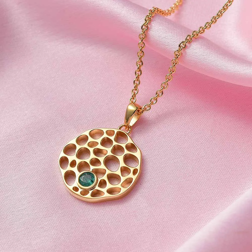 Lattice Disc Birthstone Pendant with FREE Chain