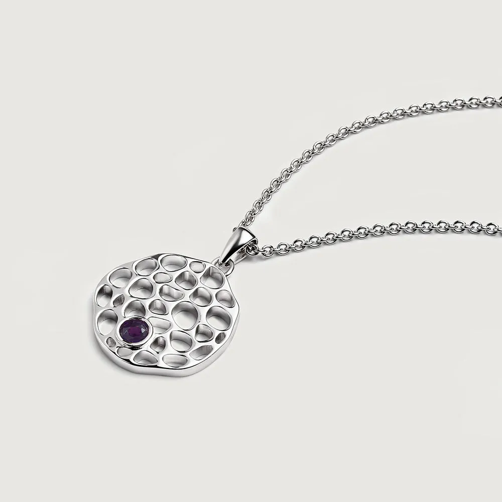 Lattice Disc Birthstone Pendant with FREE Chain