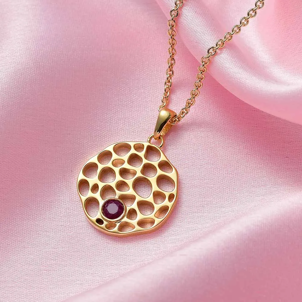 Lattice Disc Birthstone Pendant with FREE Chain