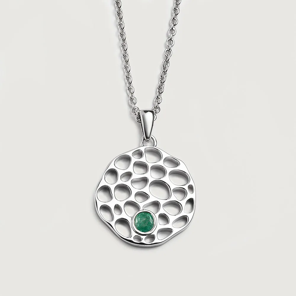 Lattice Disc Birthstone Pendant with FREE Chain