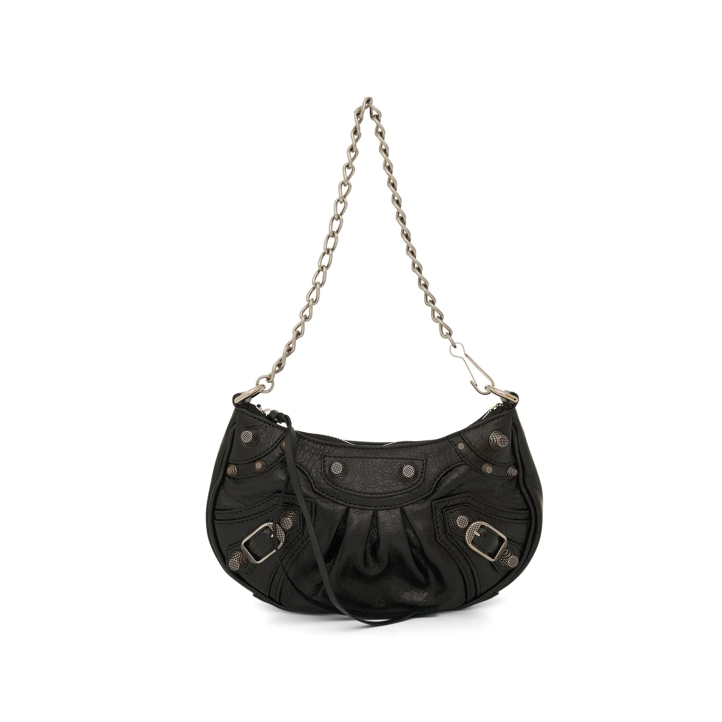 Le Cagole Mini Lambskin Bag with Chain in Black