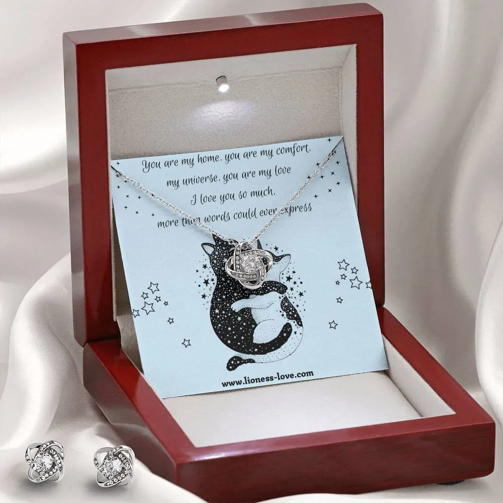 Love Knot Necklace and Earring Set Elegant Gift for your loved one.
