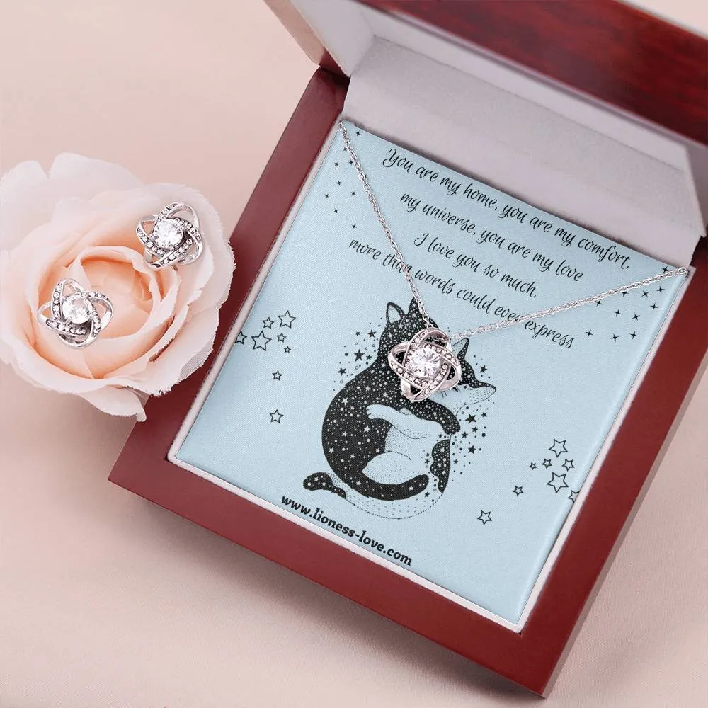Love Knot Necklace and Earring Set Elegant Gift for your loved one.