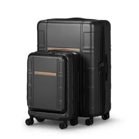 Luggage Expandable Suitcase 2 Piece Set Carry On ABS PC Spinner Trolley with pocket Compartment Weekend Bag , Black Color