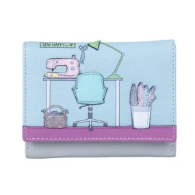 Mala Leather Grey The Sewing Room Tri Fold Purse