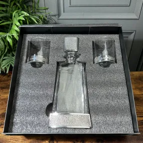 Manhattan 650ml Whisky, Wine & Spirits Decanter Gift Set Includes 2x 11oz Manhattan Pewter Tumblers