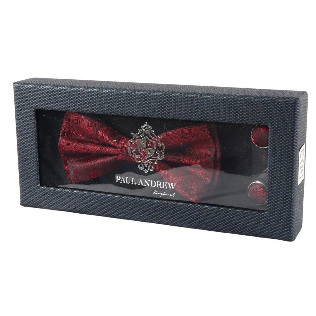 Men's Bow Tie Gift Set Pocket Square Cuff Links for Formal Wedding Dress