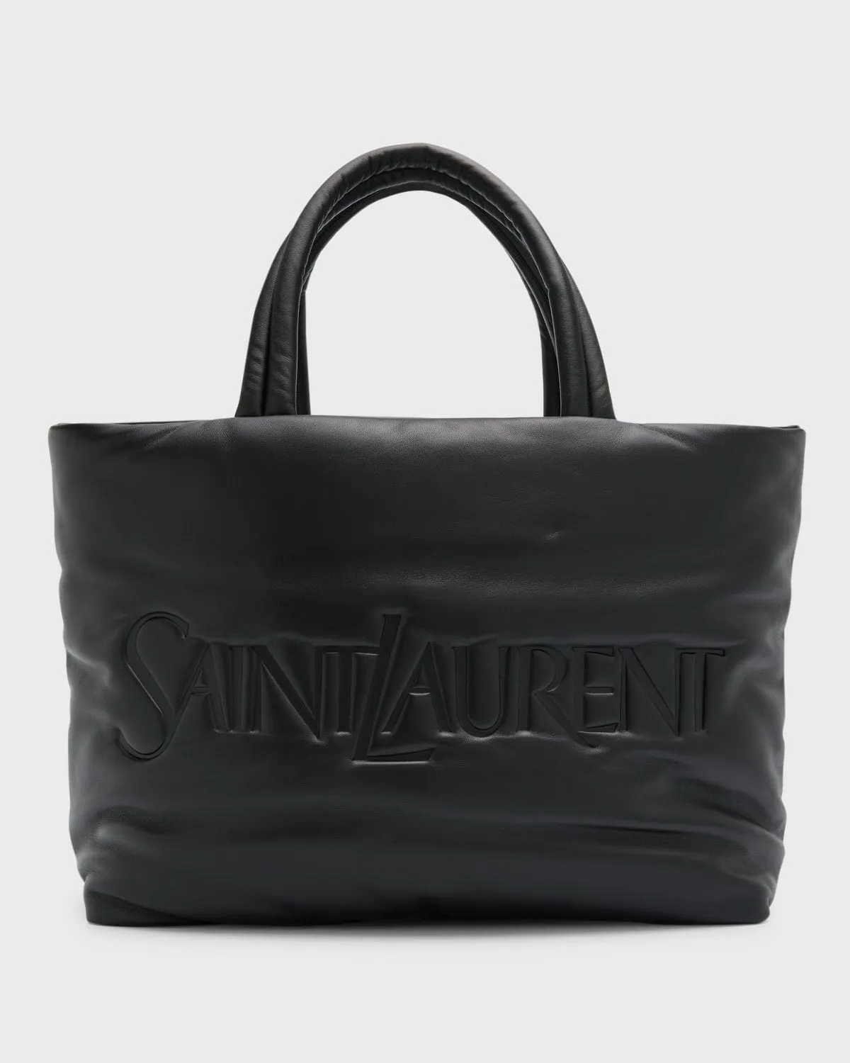Men's Embossed Padded Leather Tote Bag