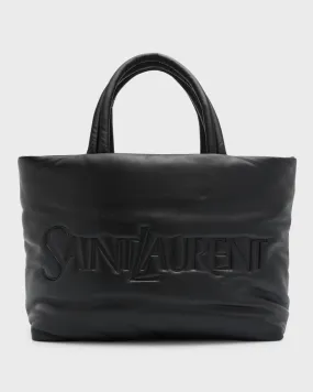 Men's Embossed Padded Leather Tote Bag