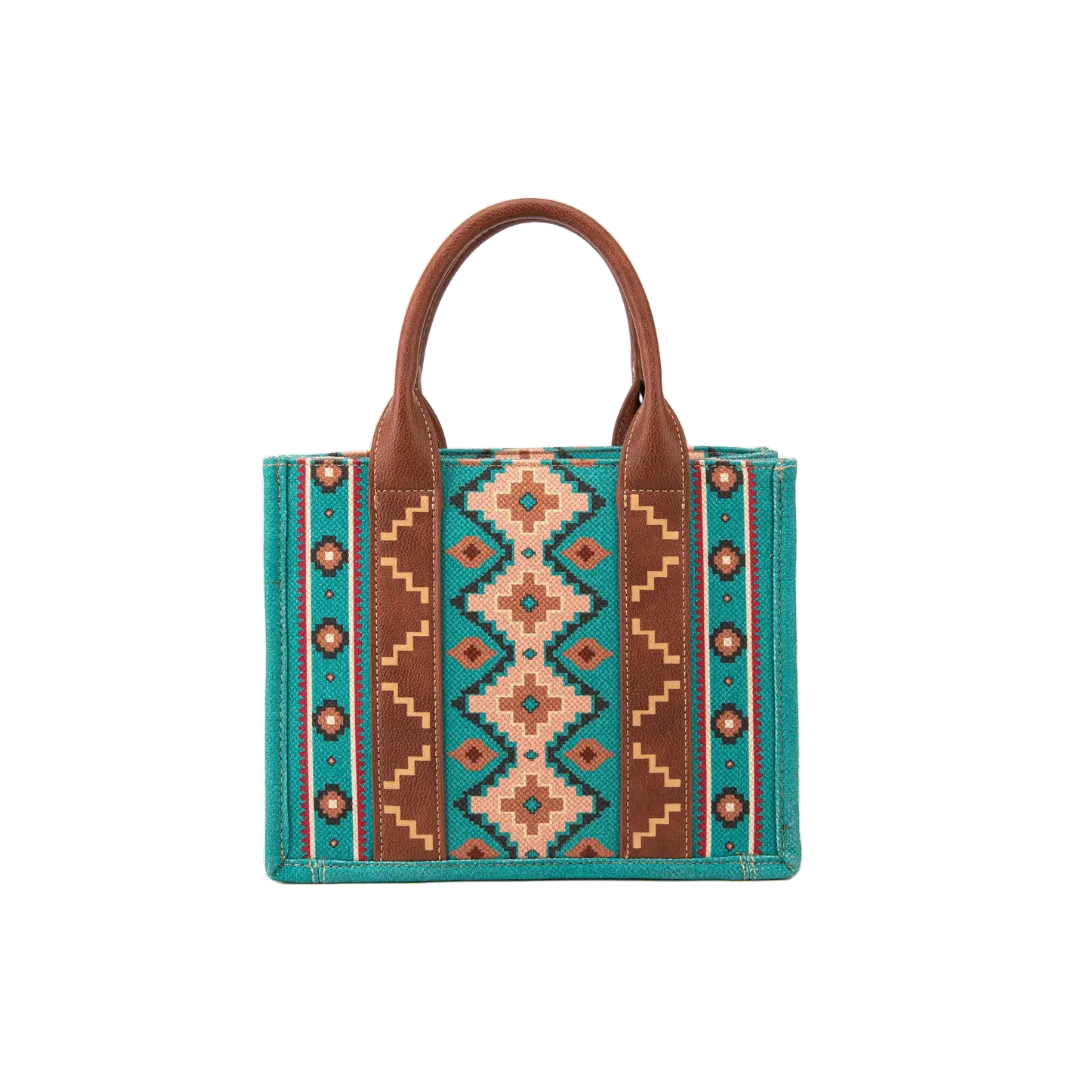 Montana West Women's Wrangler Southwestern Small Turquoise Crossbody Tote Bag