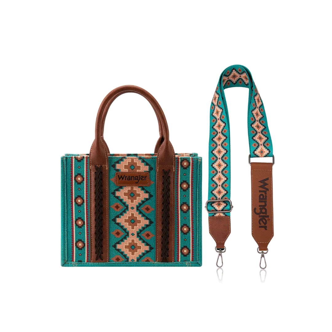 Montana West Women's Wrangler Southwestern Small Turquoise Crossbody Tote Bag
