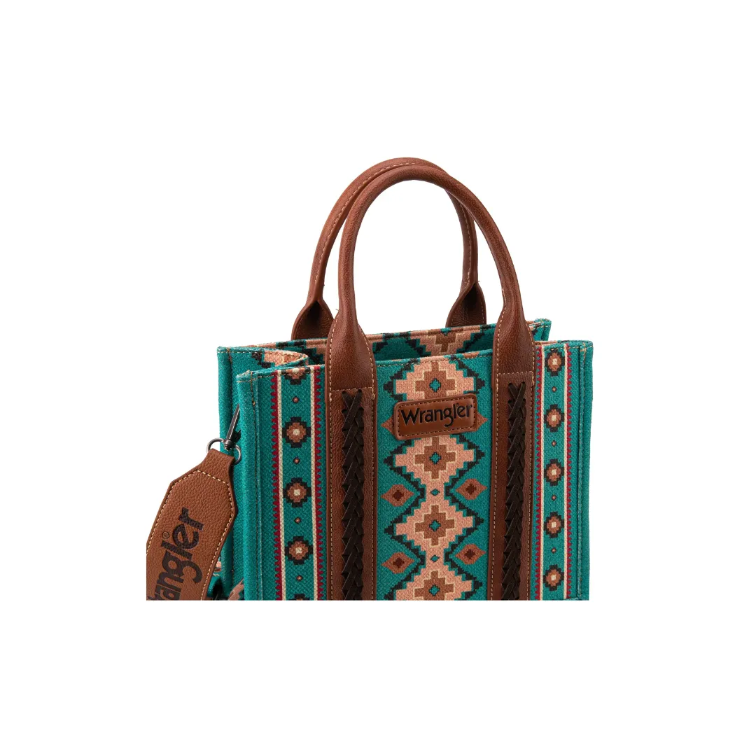 Montana West Women's Wrangler Southwestern Small Turquoise Crossbody Tote Bag