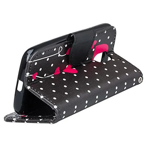 Moto G4 (4th Gen) Case | Moto G4 Plus Case, Wrist Strap Pu Leather Magnetic Fold[Kickstand] Wallet Case with ID & Card Slots for Motorola G4/G4 Plus - Polka Dot Hearts