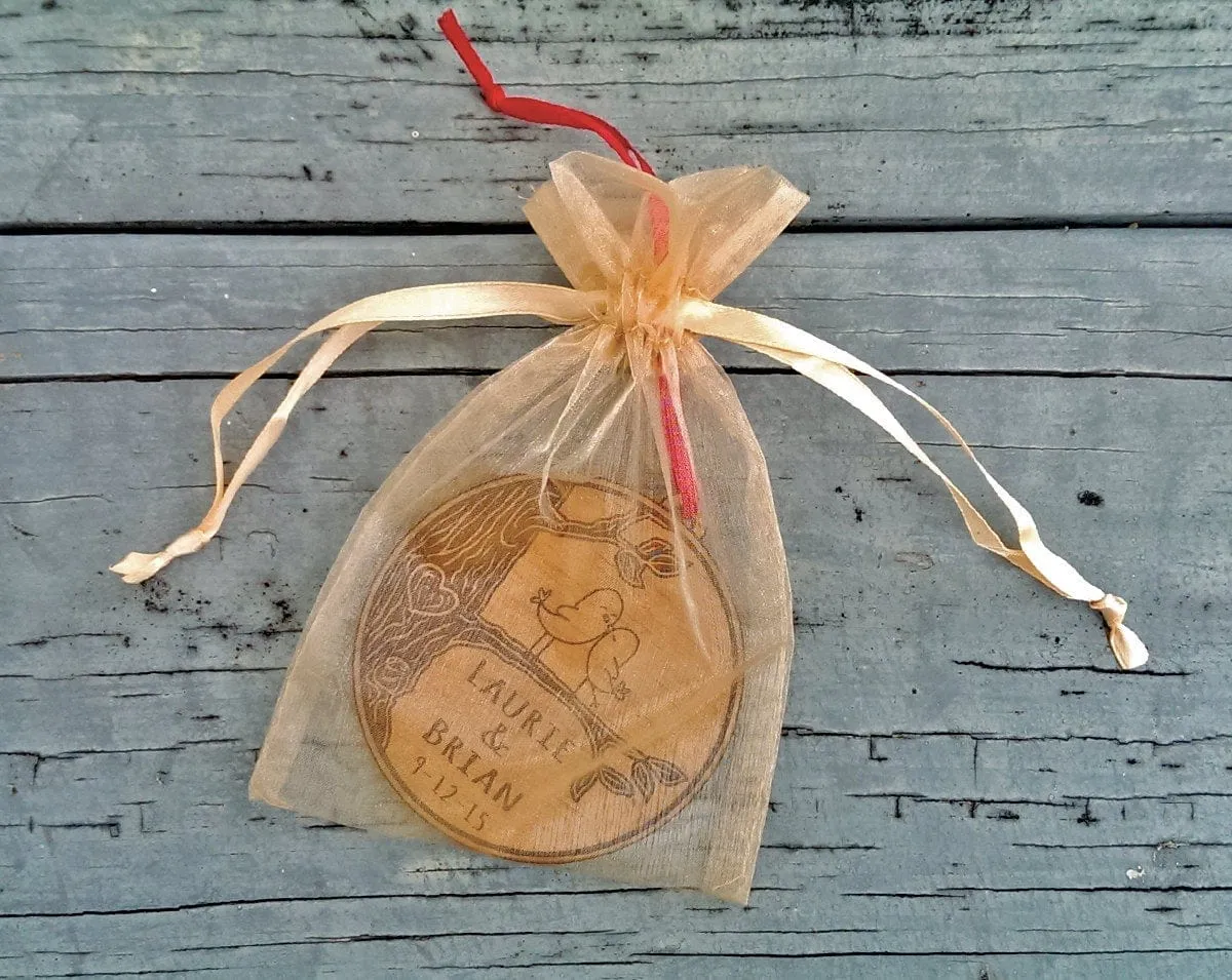 Mr and Mrs Christmas Ornament Engraved Personalized Rustic Holiday Wedding Gift Favor for Bride Groom Couples Just Married Ornaments Custom