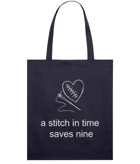 Navy Light Tote Bag - Stitched heart