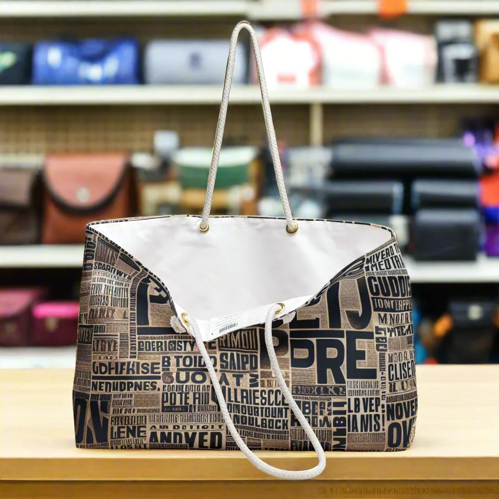Newspaper Print Weekender Bag