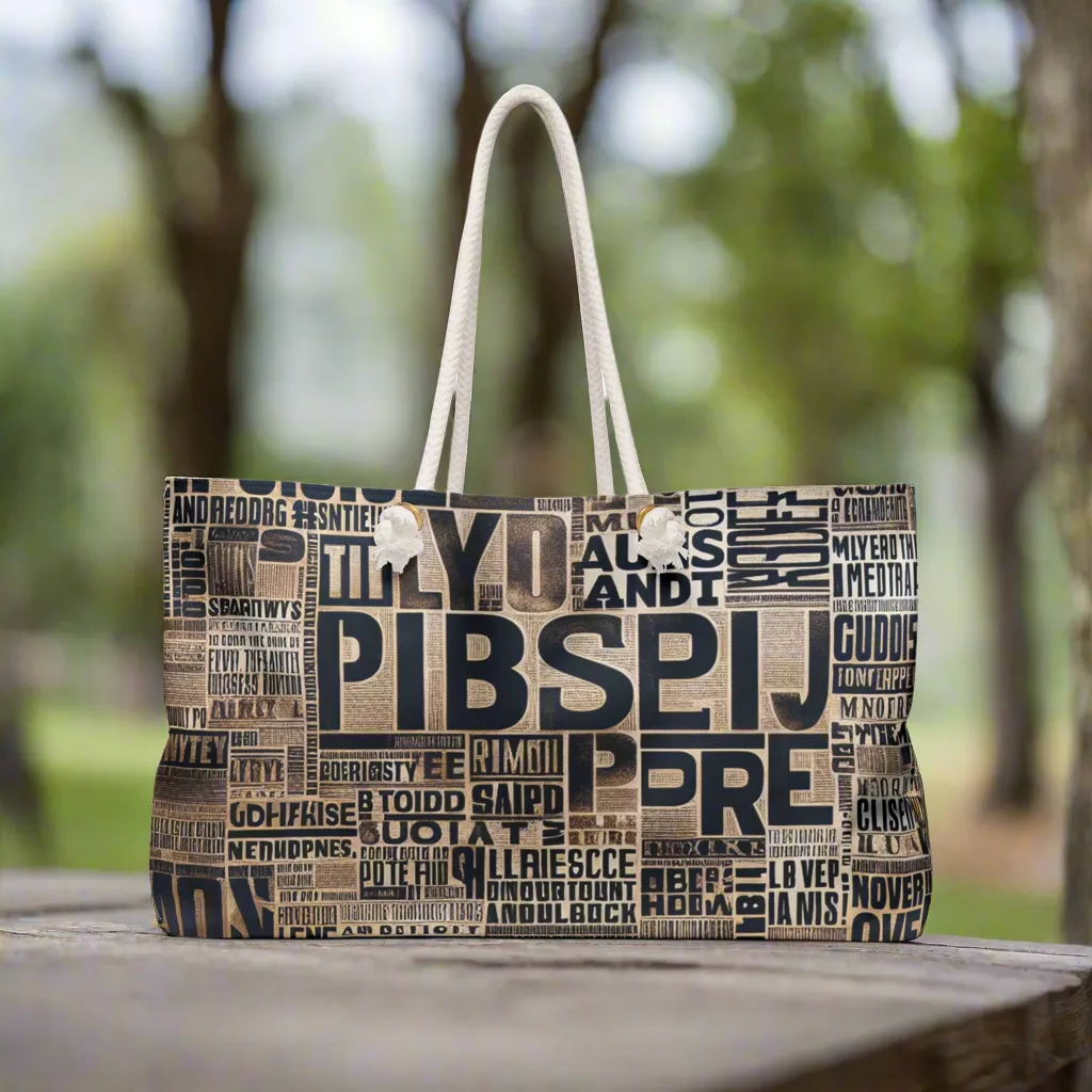 Newspaper Print Weekender Bag