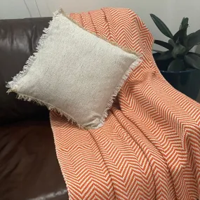 Orange cotton throw blanket for couch, Weighted Blanket, Turkish Blanket, Boho blanket for bed, Picnic blanket Holiday gifts