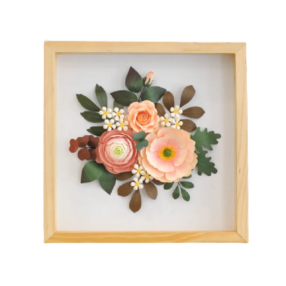 Paper Flowers Shadow Box 33x33 - Pretty Girl