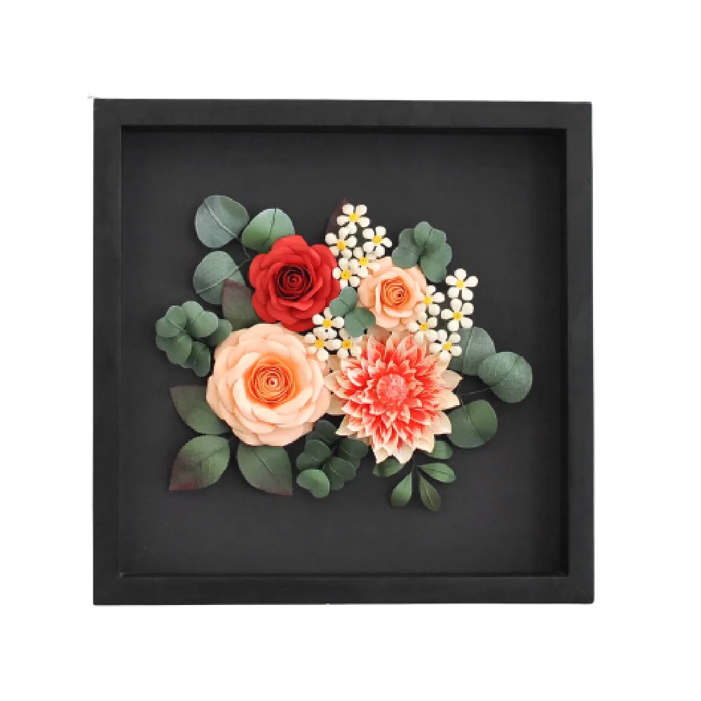 Paper Flowers Shadow Box 33x33 - Secret Garden
