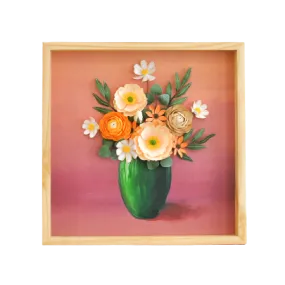 Paper Flowers Shadow Box 40x40 - Spring Vase (Acrylic-Painting)