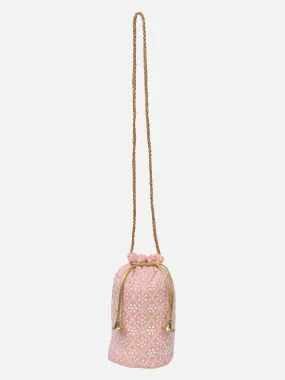 Peach Embroidered Potli For Wedding