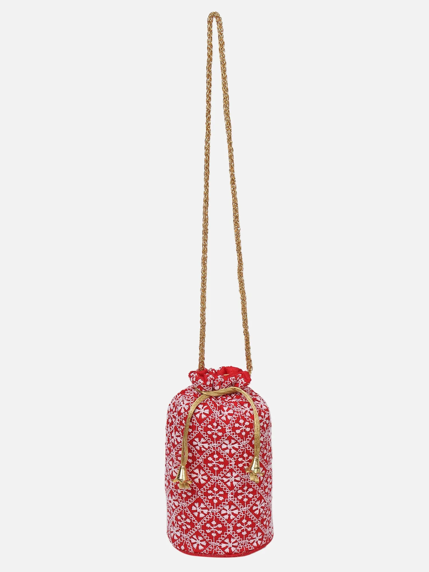 Peach Embroidered Potli For Wedding