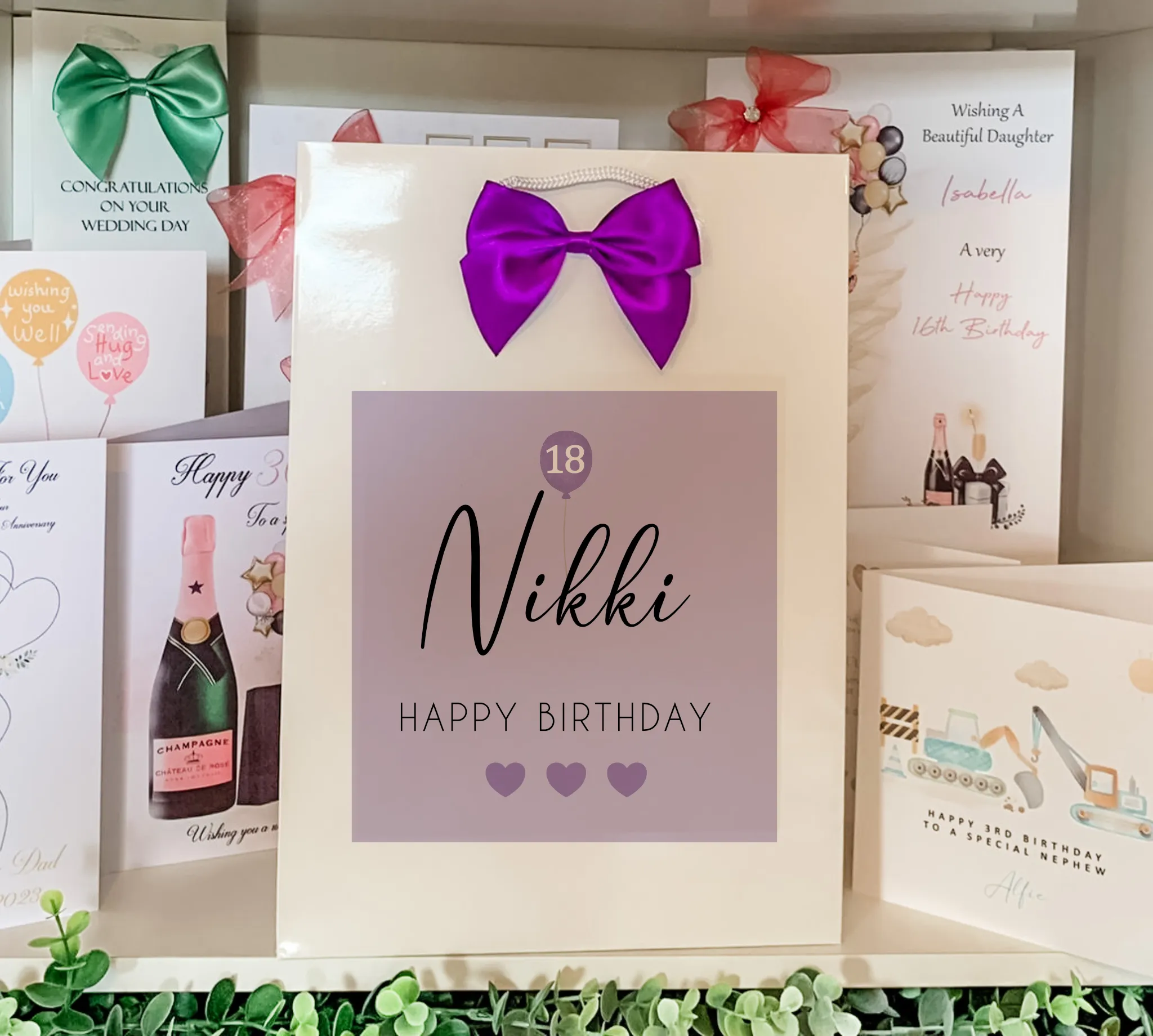 Personalised Birthday Gift Bag Purple Balloon