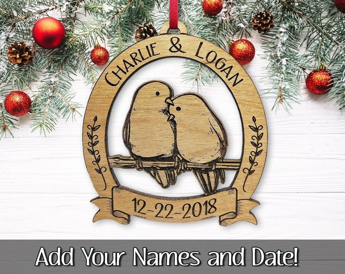 Personalized Love Birds Couples Christmas Tree Decor Gift Anniversary Gifts Mr Mrs Wedding Shower Newlyweds First Christmas Ornament for Her