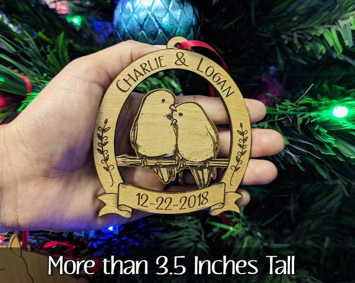 Personalized Love Birds Couples Christmas Tree Decor Gift Anniversary Gifts Mr Mrs Wedding Shower Newlyweds First Christmas Ornament for Her