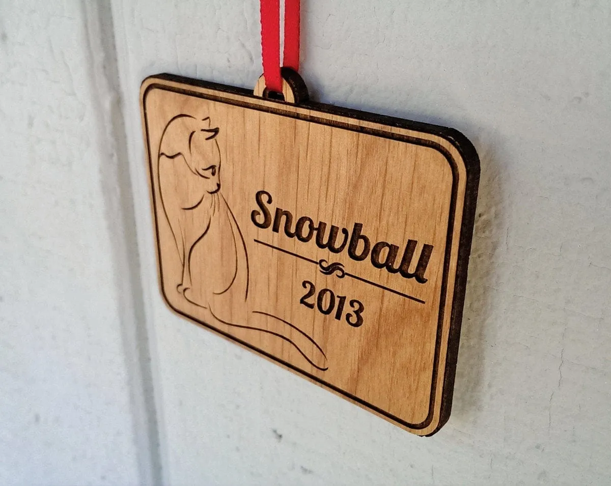 Personalized Pet Wood Ornament Gift Idea With Pet Name and Date Stocking Stuffer Engraved Cat Ornament Christmas Gift 2020 Holiday Gift