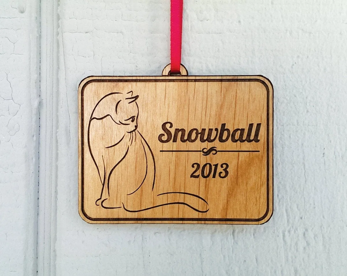 Personalized Pet Wood Ornament Gift Idea With Pet Name and Date Stocking Stuffer Engraved Cat Ornament Christmas Gift 2020 Holiday Gift
