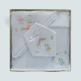 Petunia Ladies Embroidered Cotton Handkerchief Set