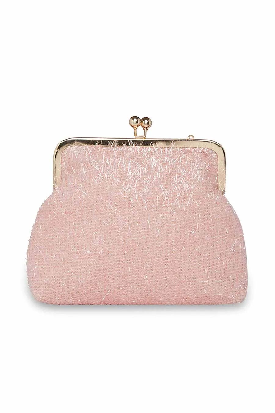 Pink & Silver Fringe Pouch Clutch