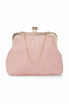 Pink & Silver Fringe Pouch Clutch