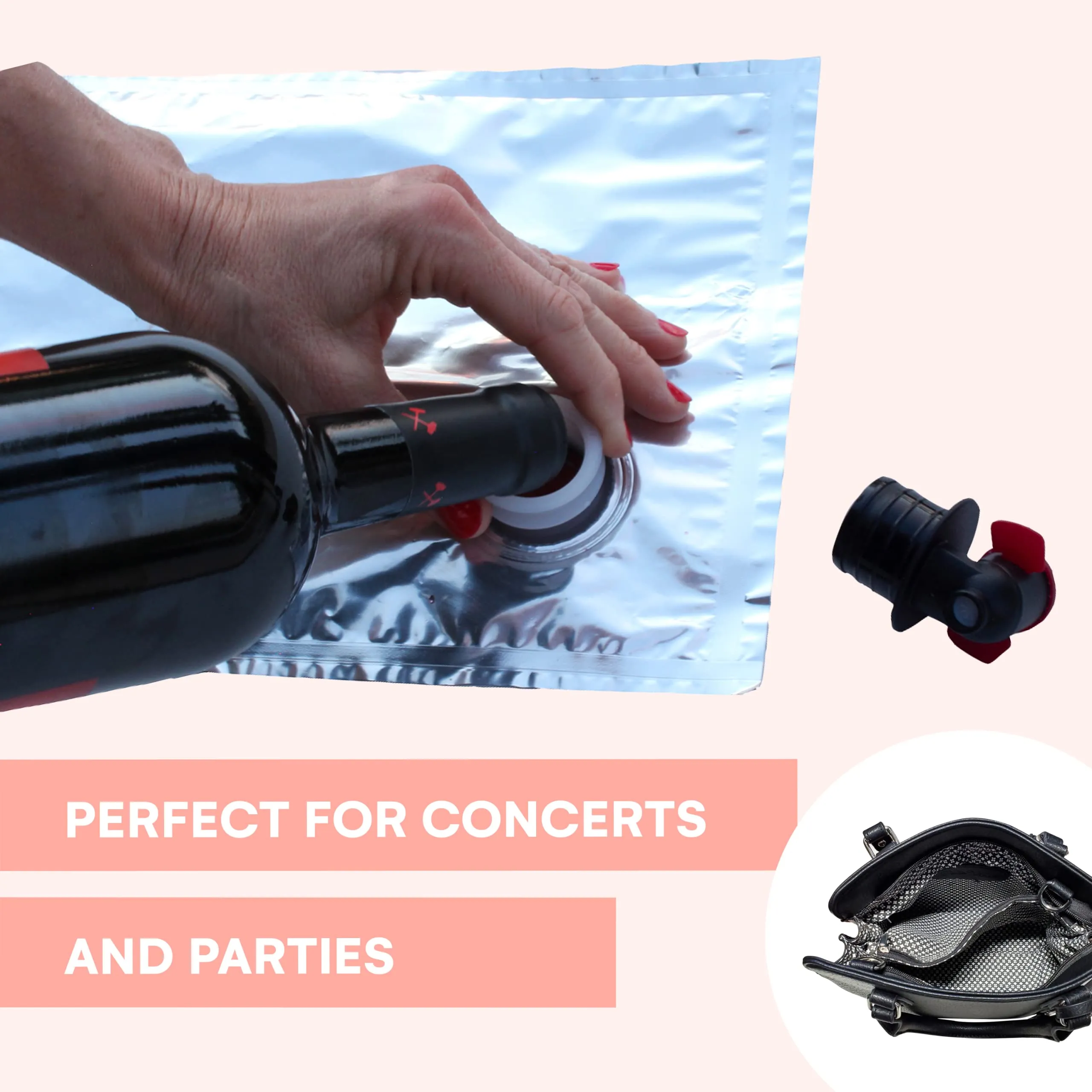 Roma Handbag - Fashionable Wine Purse With Hidden Spout, Insulated Drink Purse