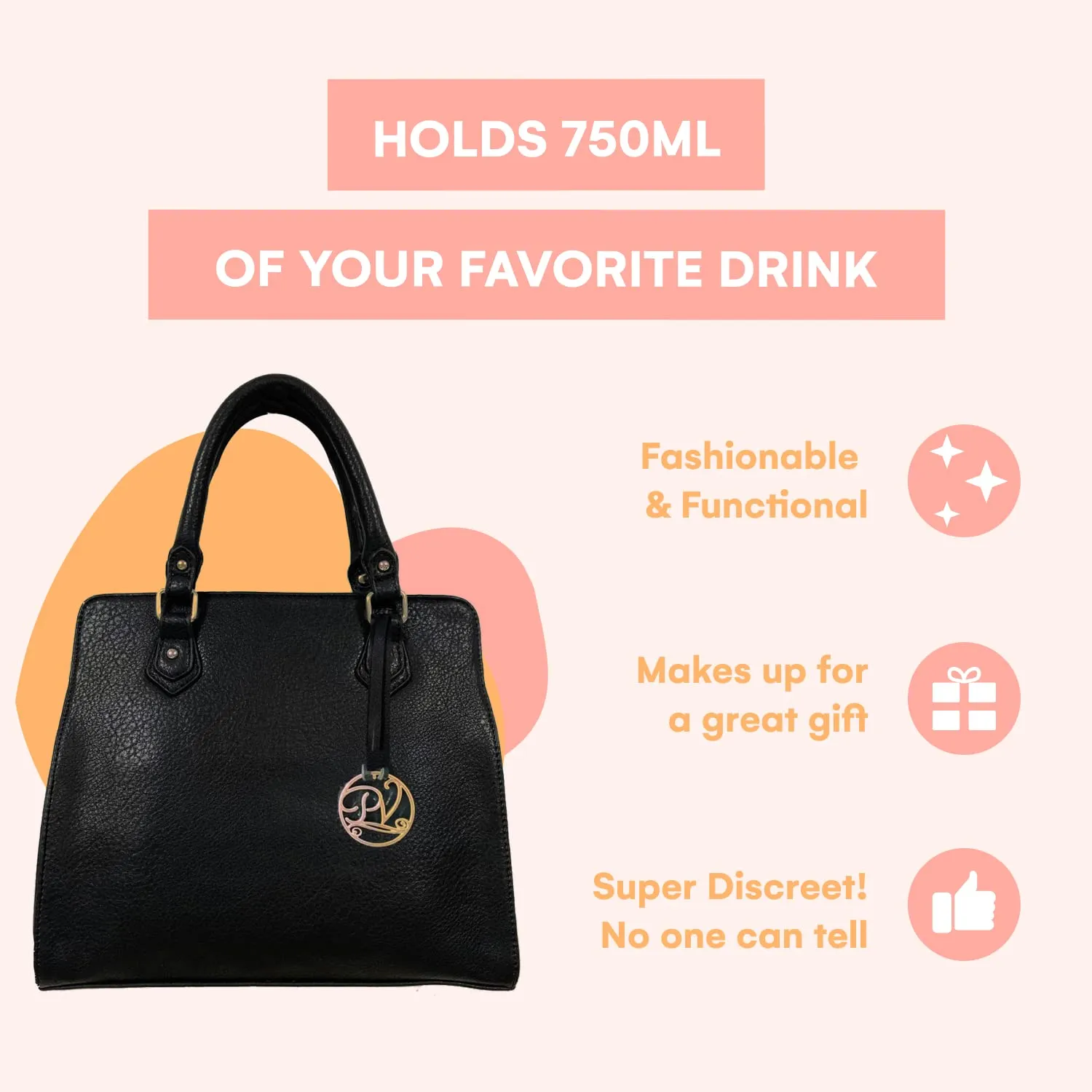 Roma Handbag - Fashionable Wine Purse With Hidden Spout, Insulated Drink Purse